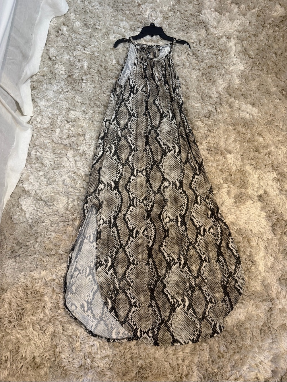 Snake-Print Midi Dress in Brown and Black